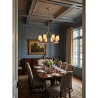 Devon Round Alabaster Chandelier — additional product view, stone shades around a circular brass frame (view 3)
