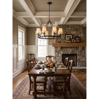 Devon Round Alabaster Chandelier — additional product view, stone shades around a circular brass frame (view 4)