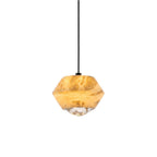 Diamante Alabaster Pendant Lamp — full fixture profile, a faceted stone body with a crystal detail at its base (view 1)