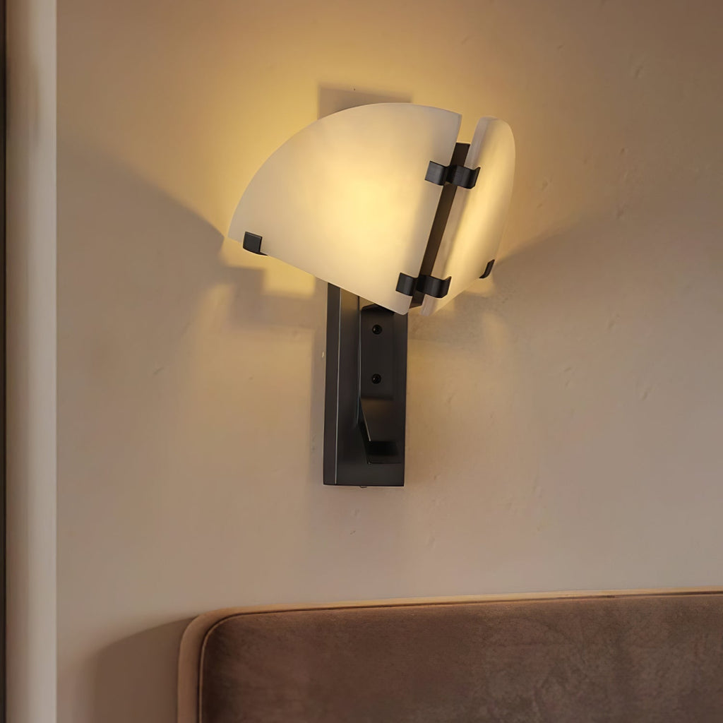 Dione Alabaster Wall Light — additional product view, stone panels arranged as a sculptural wall diffuser (view 3)