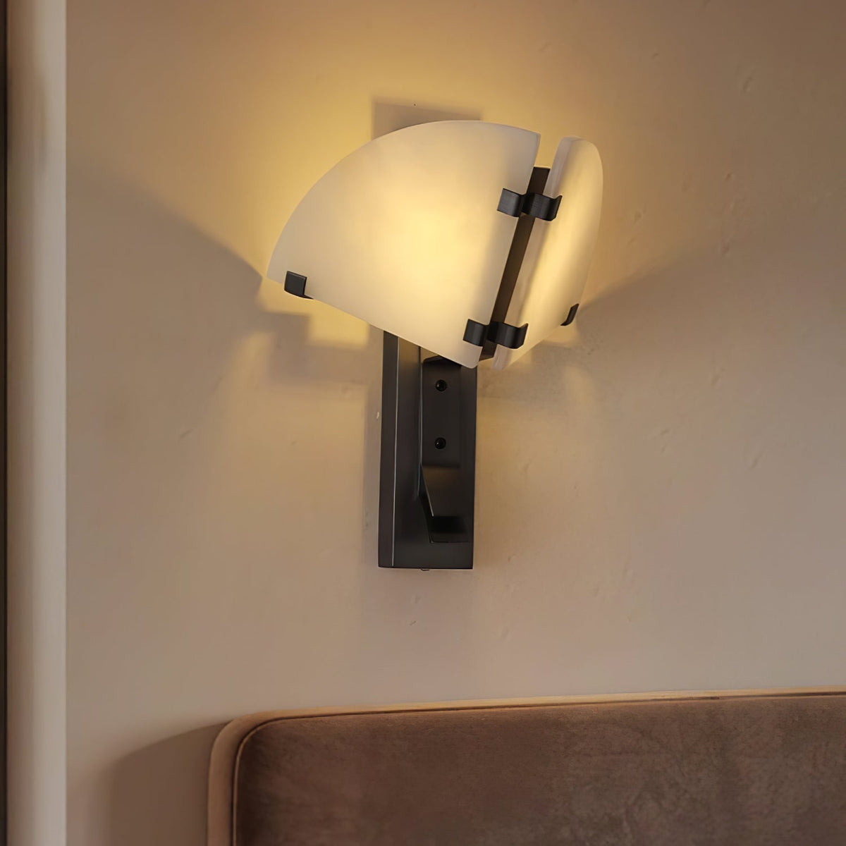Dione Alabaster Wall Light — additional product view, stone panels arranged as a sculptural wall diffuser (view 3)