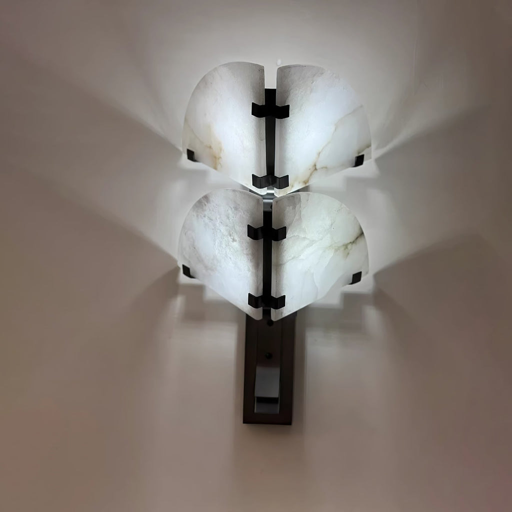 Dione Alabaster Wall Light — additional product view, stone panels arranged as a sculptural wall diffuser (view 5)