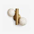 Duo Alabaster Globe Wall Sconce — full fixture profile, two stone globes on a compact wall-mounted frame (view 1)