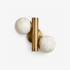 Duo Alabaster Globe Wall Sconce — full fixture profile, two stone globes on a compact wall-mounted frame (view 1)
