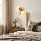 Duo Alabaster Globe Wall Sconce — additional product view, two stone globes on a compact wall-mounted frame (view 4)