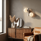 Duo Alabaster Globe Wall Sconce — additional product view, two stone globes on a compact wall-mounted frame (view 5)