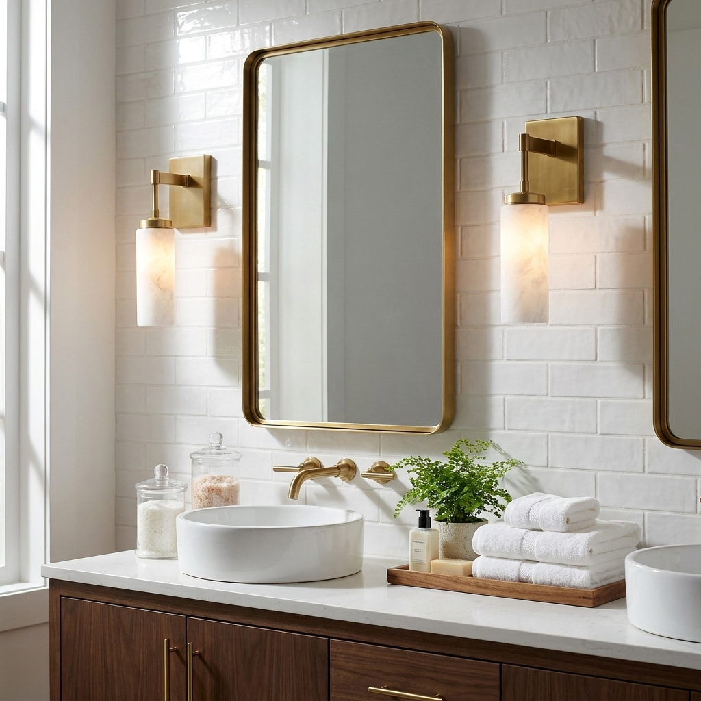Elbow Alabaster Wall Sconce — product setting and fixture profile, a cylindrical stone shade beneath a right-angle metal arm (view 2)