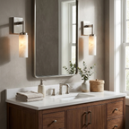 Elbow Alabaster Wall Sconce — additional product view, a cylindrical stone shade beneath a right-angle metal arm (view 3)