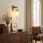 Elbow Alabaster Wall Sconce — additional product view, a cylindrical stone shade beneath a right-angle metal arm (view 4)
