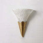 Fanlight Alabaster Wall Sconce — additional product view, an upward-facing stone shade inside a fluted fan-shaped metal base (view 4)