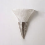Fanlight Alabaster Wall Sconce — additional product view, an upward-facing stone shade inside a fluted fan-shaped metal base (view 5)