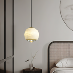 Ferox Alabaster Pendant Light — additional product view, a stone body with a lens-like lower diffuser (view 3)