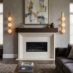 Fizi Alabaster Wall Sconce — additional product view, two stone spheres on a narrow vertical brass frame (view 5)