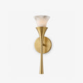 Flare Alabaster Wall Sconce — full fixture profile, an open stone shade above a tapered hourglass stem (view 1)