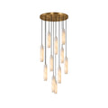 Flute Alabaster Chandelier — full fixture profile, cylindrical stone shades suspended in a cascading cluster (view 1)