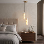 Flute Alabaster Chandelier — additional product view, cylindrical stone shades suspended in a cascading cluster (view 3)
