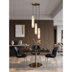 Flute Alabaster Chandelier — additional product view, cylindrical stone shades suspended in a cascading cluster (view 4)
