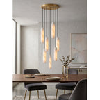 Flute Alabaster Chandelier — additional product view, cylindrical stone shades suspended in a cascading cluster (view 5)