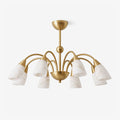 Fontana Alabaster Chandelier — full fixture profile, eight tapered stone shades on radiating curved arms (view 1)