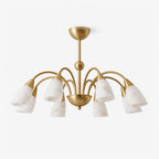 Fontana Alabaster Chandelier — full fixture profile, eight tapered stone shades on radiating curved arms (view 1)