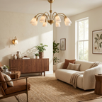 Fontana Alabaster Chandelier — additional product view, eight tapered stone shades on radiating curved arms (view 3)