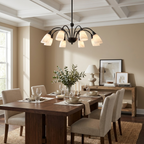 Fontana Alabaster Chandelier — additional product view, eight tapered stone shades on radiating curved arms (view 4)