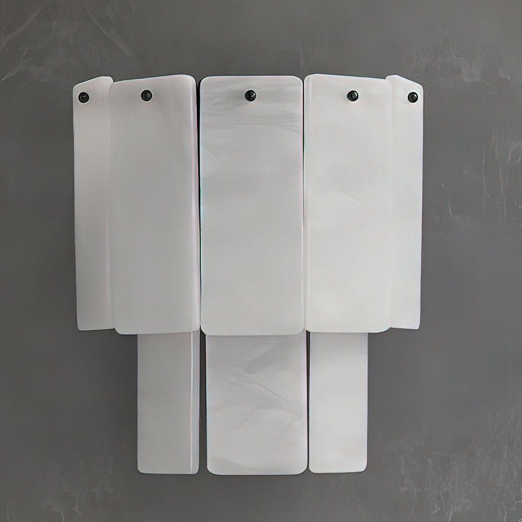 Fractured Alabaster Wall Sconce — additional product view, two rows of stone panels in a contrasting metal frame (view 5)