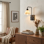 Gantry Alabaster Wall Sconce — additional product view, a stone cone below a square-cornered tubular arm (view 5)