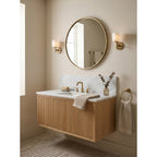 Garrison Alabaster Wall Sconce — additional product view, a stone shade accented by warm antique brass fittings (view 4)