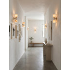 Garrison Alabaster Wall Sconce — additional product view, a stone shade accented by warm antique brass fittings (view 5)