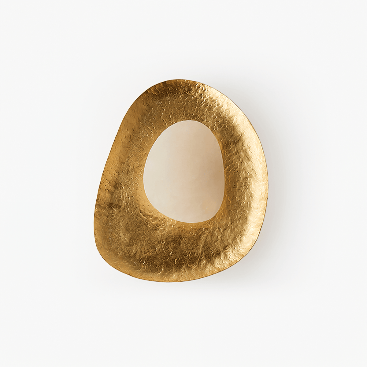 Haloform Aurea Alabaster Wall Lamp — full fixture profile, a stone center surrounded by an irregular brass frame (view 1)