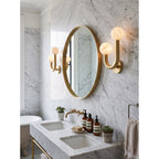 Happy Alabaster Wall Sconce — additional product view, rounded stone globes on a geometric wall frame (view 4)