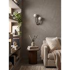 Happy Alabaster Wall Sconce — additional product view, rounded stone globes on a geometric wall frame (view 5)