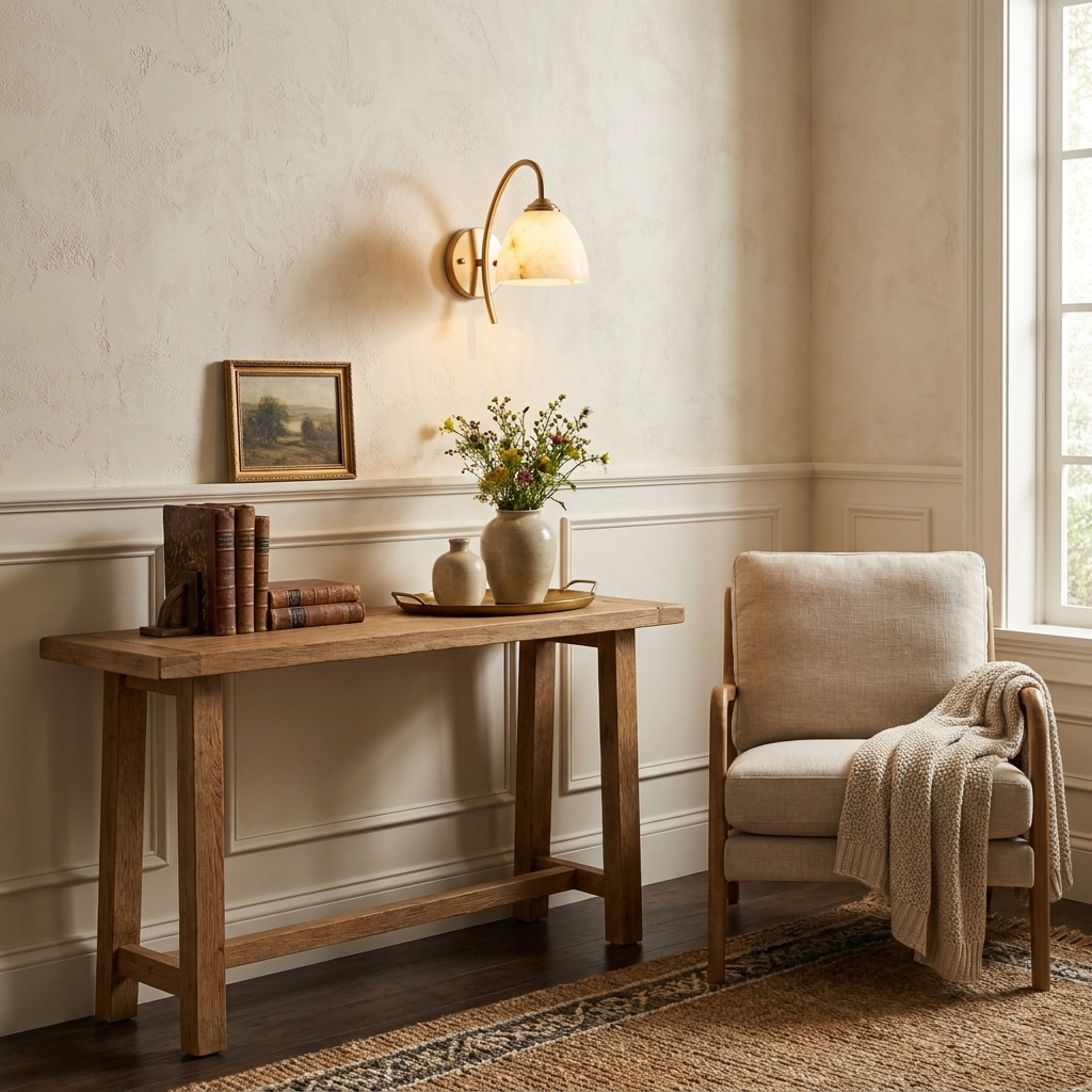 Harebell Alabaster Wall Sconce — additional product view, a bell-shaped stone shade beneath a tall arched arm (view 4)