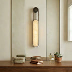 Inez LED Alabaster Wall Sconce — additional product view, a long stone diffuser within a slim metal frame (view 5)