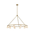 Ironstone Alabaster Chandelier — full fixture profile, carved stone shades on a decorative metal frame (view 1)