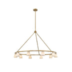 Ironstone Alabaster Chandelier — full fixture profile, carved stone shades on a decorative metal frame (view 1)