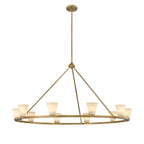 Ironstone Alabaster Chandelier — product setting and fixture profile, carved stone shades on a decorative metal frame (view 2)