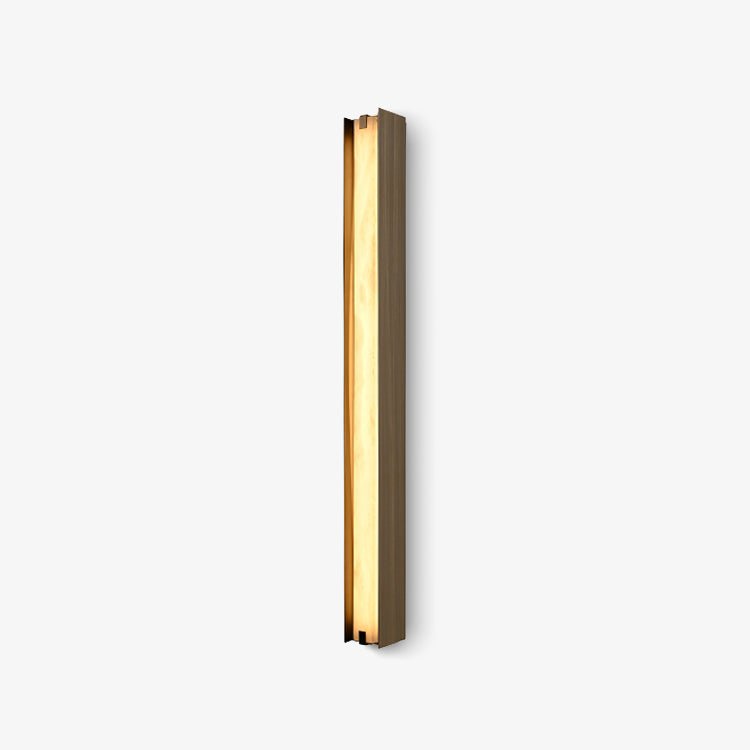 Isolde Alabaster Wall Sconce — full fixture profile, a smooth stone diffuser on a compact metal wall mount (view 1)