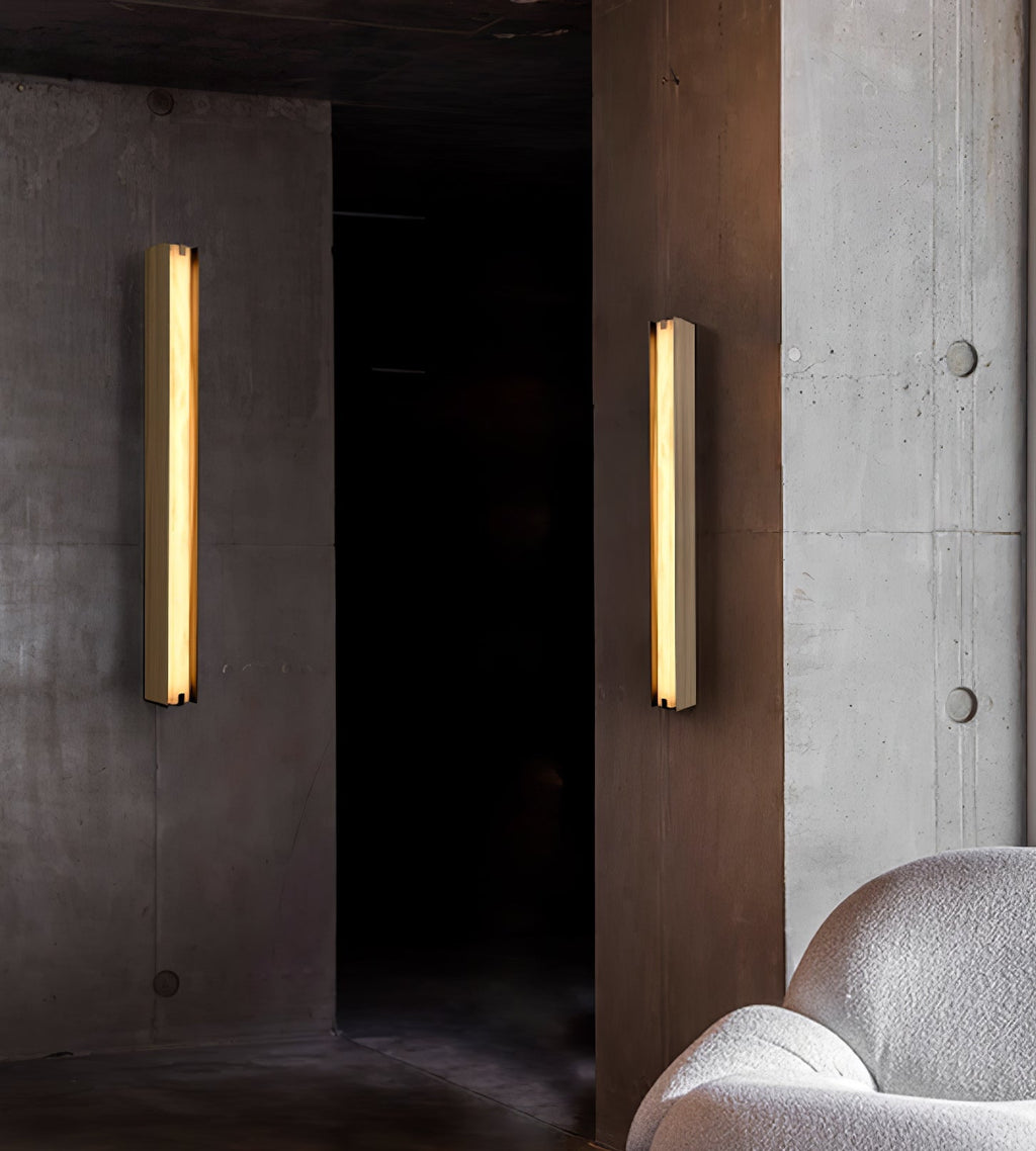 Isolde Alabaster Wall Sconce — additional product view, a smooth stone diffuser on a compact metal wall mount (view 3)