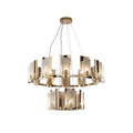 Jessie Alabaster Round Chandelier — full fixture profile, stone shades arranged around a circular metal structure (view 1)