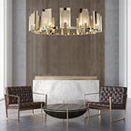 Jessie Alabaster Round Chandelier — additional product view, stone shades arranged around a circular metal structure (view 4)
