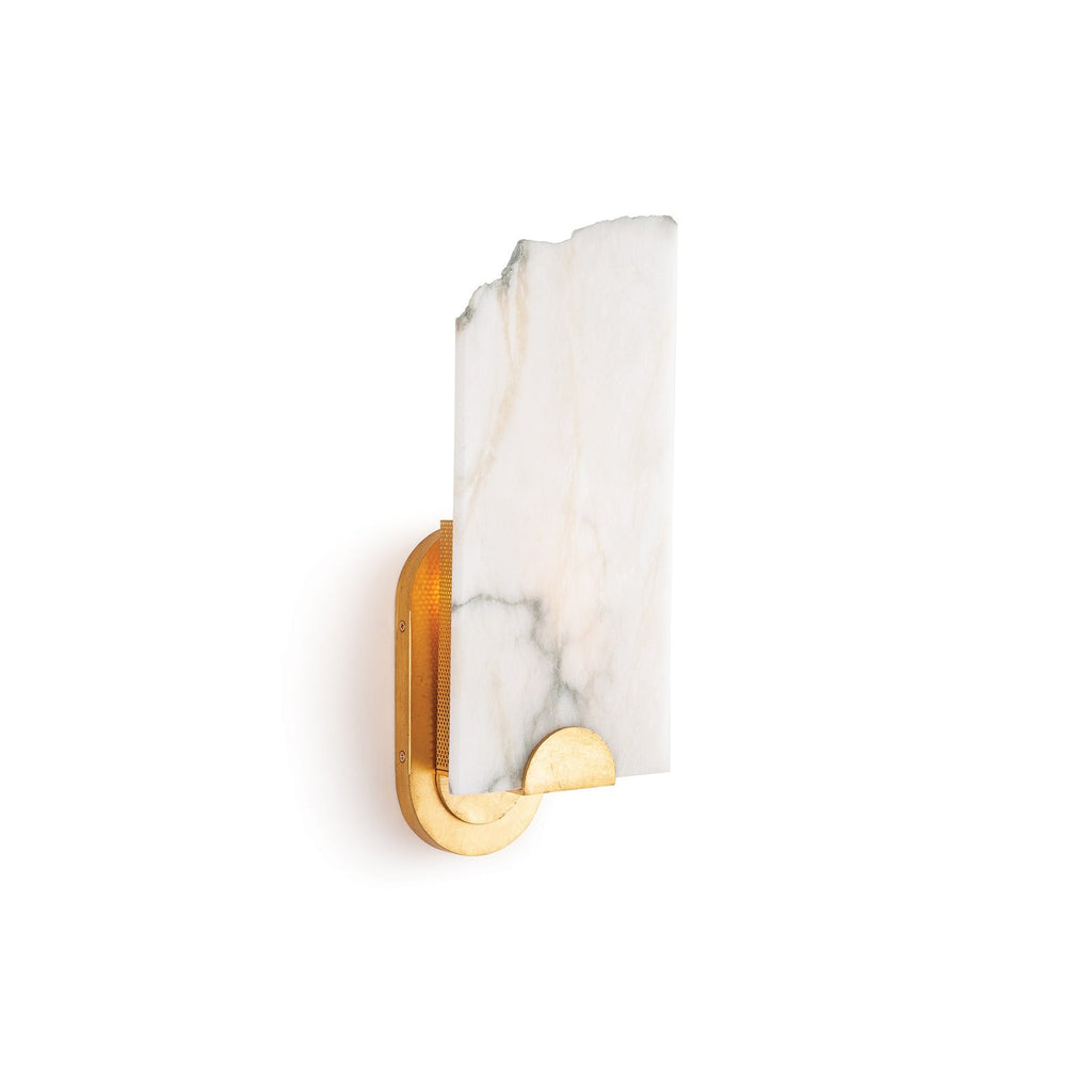 Jonah Alabaster Wall Lamp — full fixture profile, a stone diffuser with an uneven broken-edge outline (view 1)
