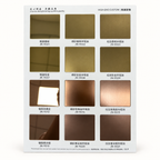 Metal finish sample book with champagne, titanium gold, rose gold and antique copper swatches