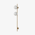 Liora Alabaster Double Globe Wall Sconce — full fixture profile, two stone globes on a slender vertical rod (view 1)