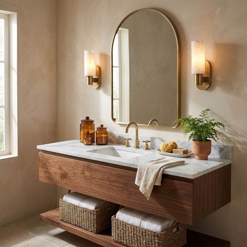 Ludlow Alabaster Wall Sconce — product setting and fixture profile, a cylindrical stone shade on a short straight wall arm (view 2)