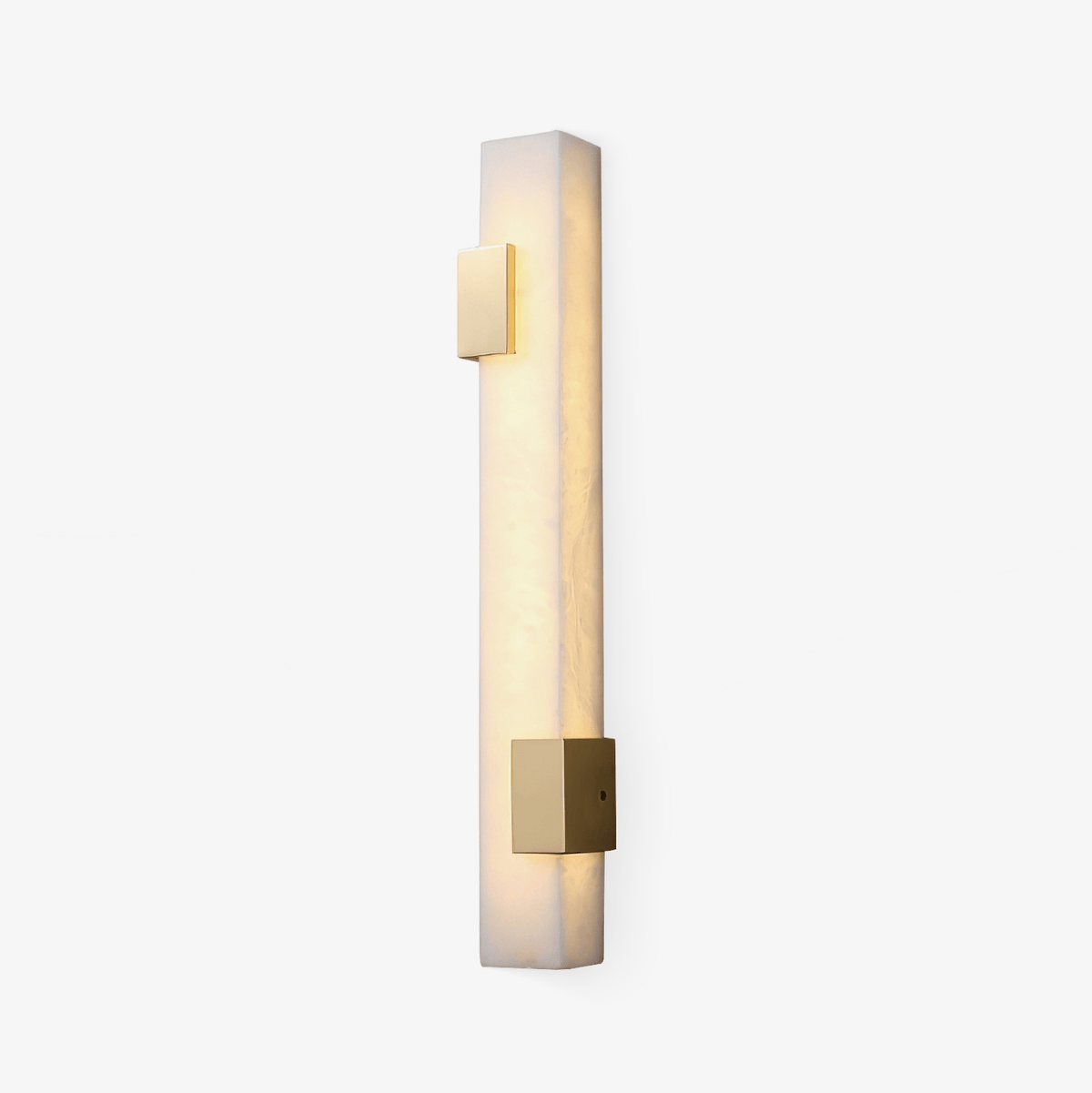 Lumen Bar Alabaster Wall Sconce — full fixture profile, a slender stone column framed by brass accents (view 1)