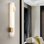 Lumen Bar Alabaster Wall Sconce — additional product view, a slender stone column framed by brass accents (view 3)