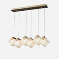 Lumina Vox Alabaster Pendant Lamp — full fixture profile, stone cubes suspended on separate slender wires (view 1)