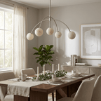 Lunara Alabaster Arc Chandelier — additional product view, five stone globes carried by curved metal arms (view 5)
